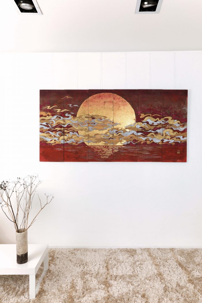 Des nuages se colorent <br><b> Kazuko Shiihashi </b><br> 90x180cm